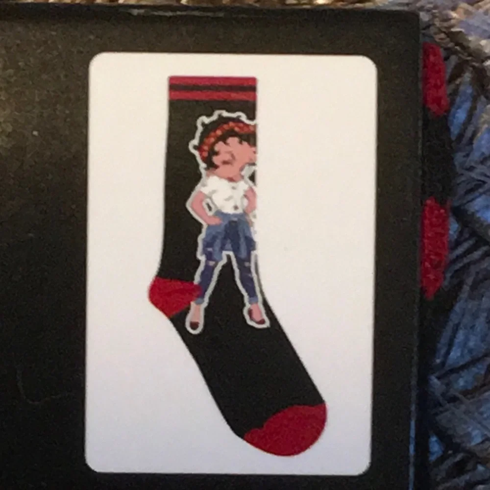 Betty Boop Black and Red Graphic Crew Socks